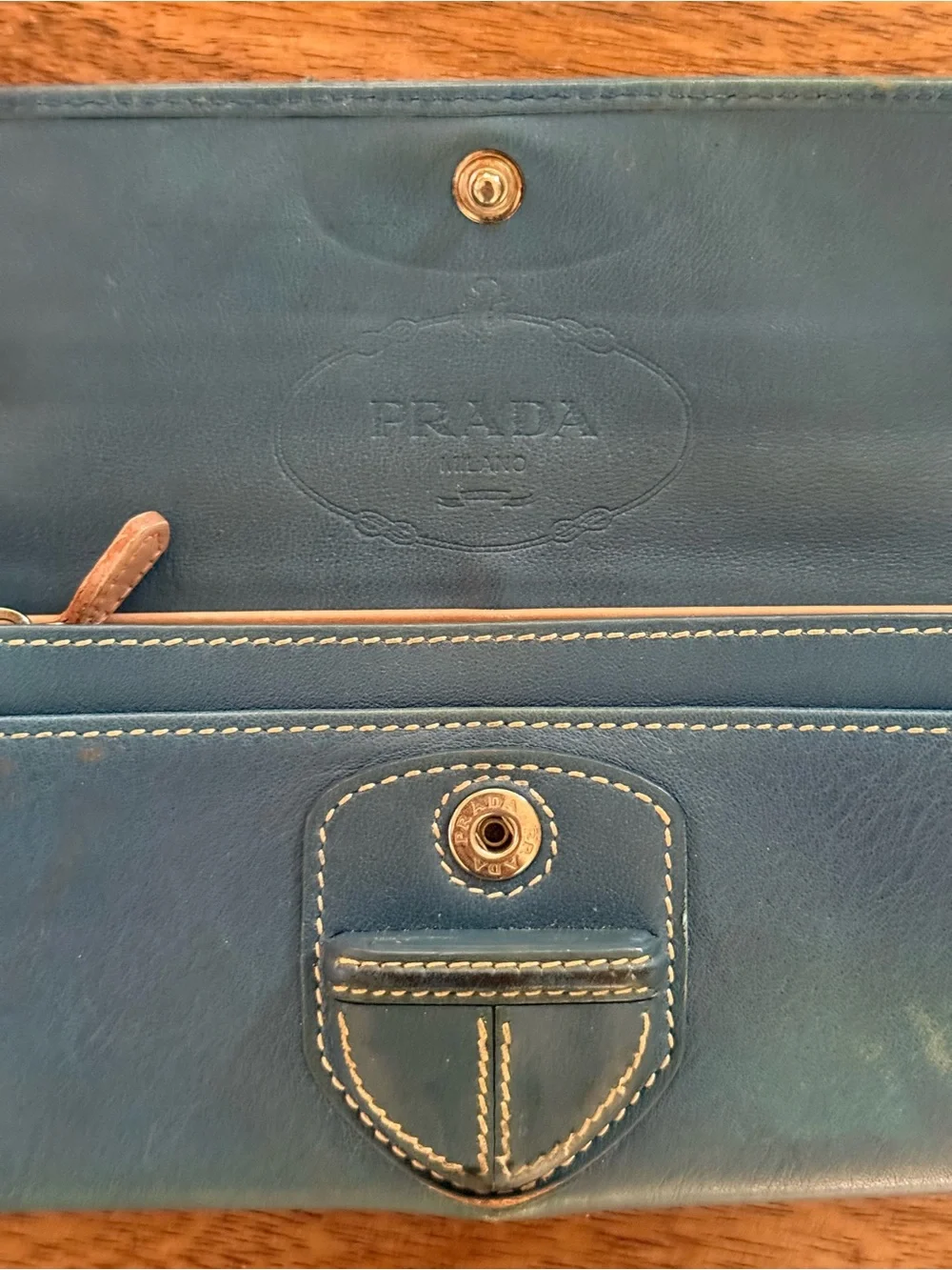 Prada Teal Blue Leather Women’s Wallet